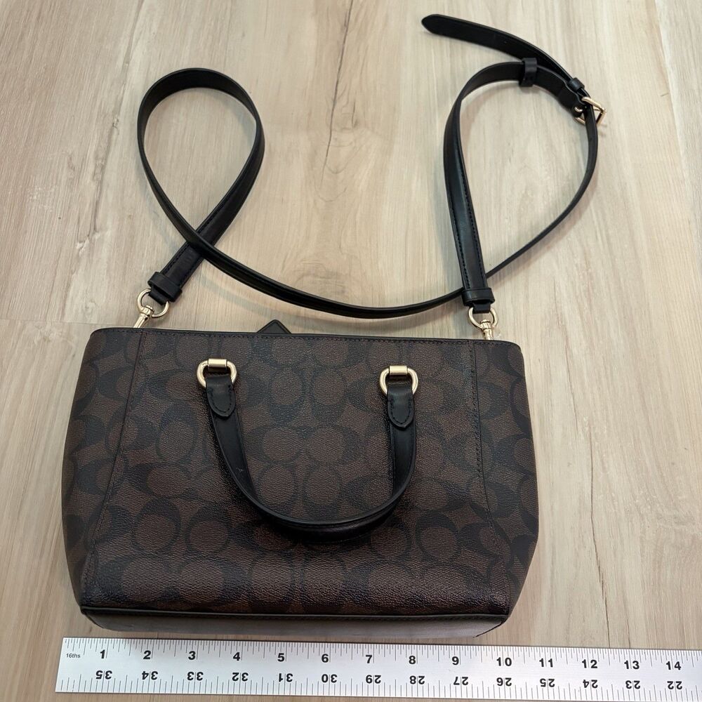 Coach Alice Small Satchel Black Brown Leather Crossbody Purse Gold Hardware - Picture 9 of 11